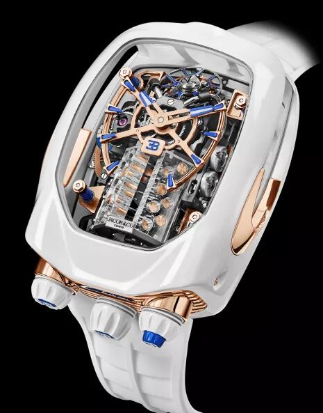 Buy Jacob & Co BUGATTI CHIRON ROSE GOLD & WHITE CERAMIC COATING BU220.27.AC.UA.ABRUA Replica watch
